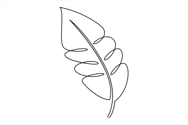 Continuous one line drawing of Leaf outline vector art illustration isolated on white background