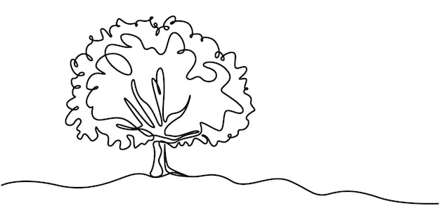 continuous one line drawing of nature tree vector illustration continuous single line drawing