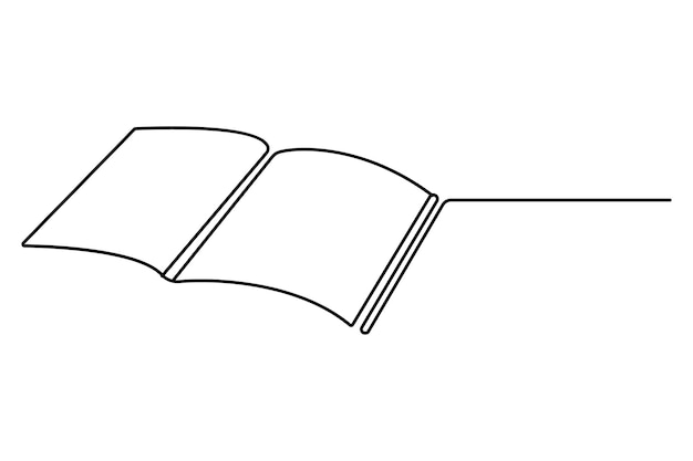 Continuous one line drawing of opening book vector illustration
