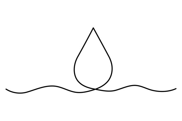 Continuous one line drawing of rain drop outline art illustration isolated on white background