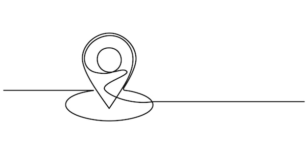 continuous one line google map point route directions and location outline vector art illustration