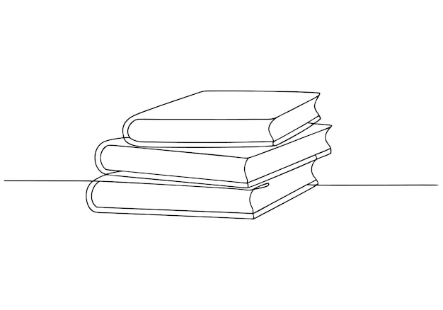 Continuous OneLine Drawing of Books Minimalist Knowledge and Literature Art