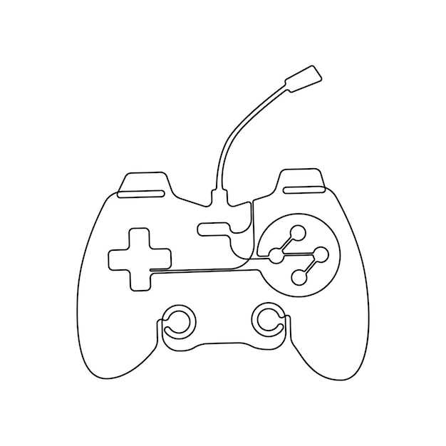 Continuous oneline drawing of the game controller and singleline art of the joystick illustration