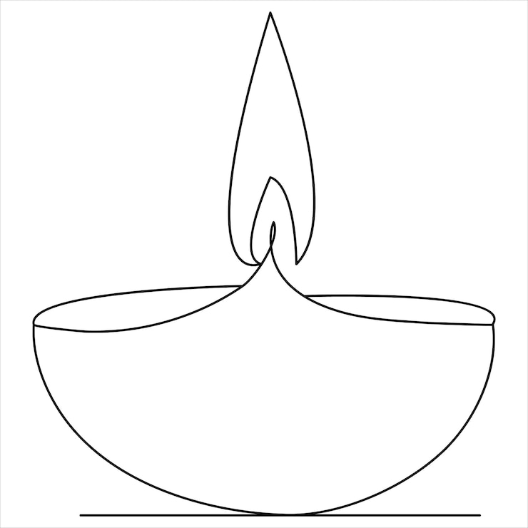 Vektor continuous single line art drawing of candle and minimalist outline vector art drawing
