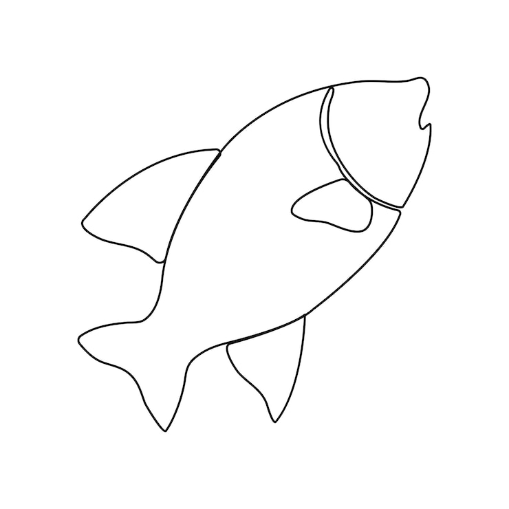 Vektor continuous singleline art of fish cute fish one line drawing vector and illustration