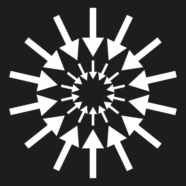 converging arrows pattern white arrows on black radial symmetry vector dynamic design element