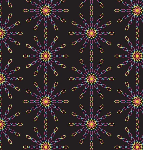 Convoluted spiral lines pattern background design vector of Fuchsia yellow blue and brown gradient o