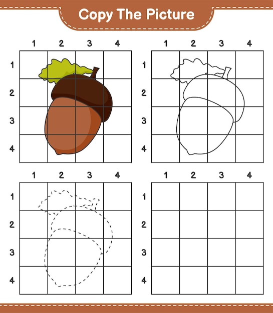 copy the picture copy the picture of acorn using grid lines