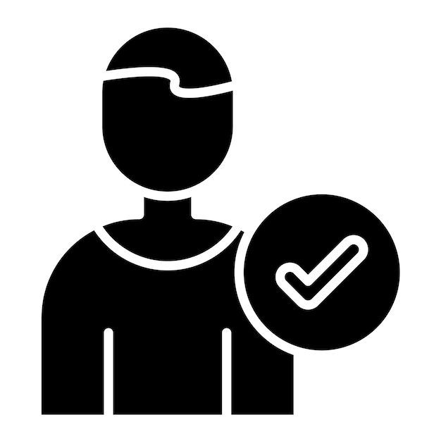 Correct User Glyph Solid Black Illustration
