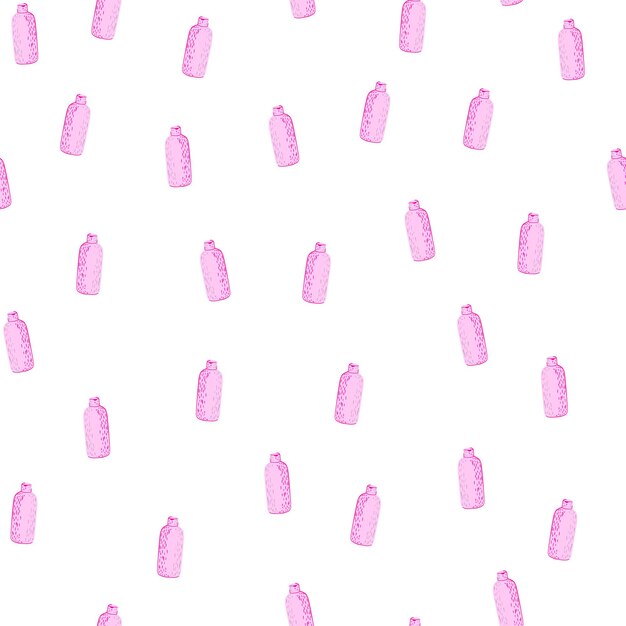 cosmetic bottle seamless pattern background for spa repeated texture in doodle style for fabric