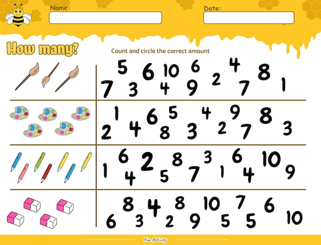 Count and circle the correct number of beehive