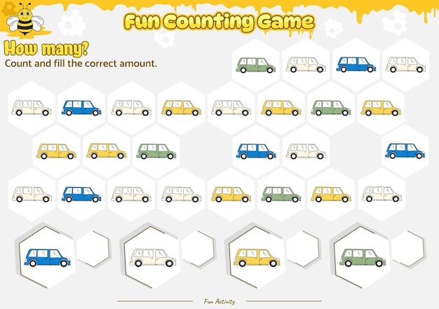 Count and fill the blank space to the correct number Beehive