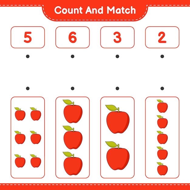 count and match count the number of apple and match with the right numbers