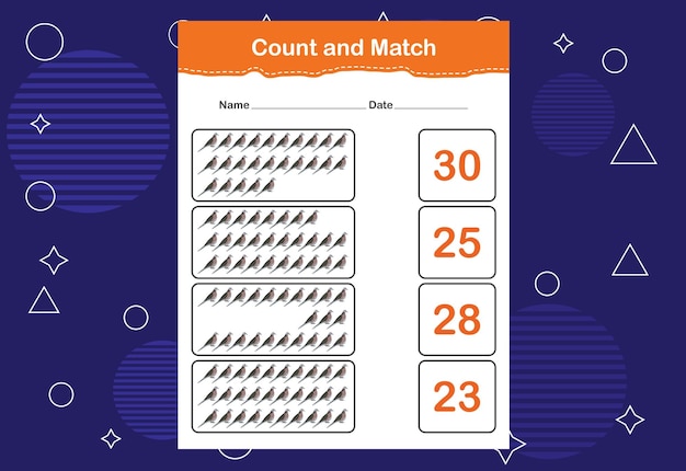 Count and match with the correct number Count how many birds and choose the correct number