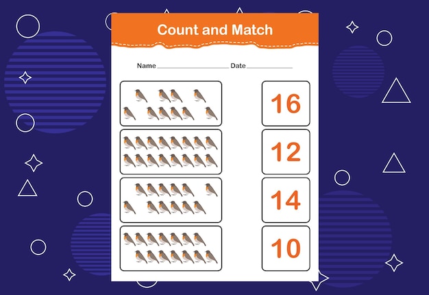count and match with the correct number count how many birds and choose the correct number