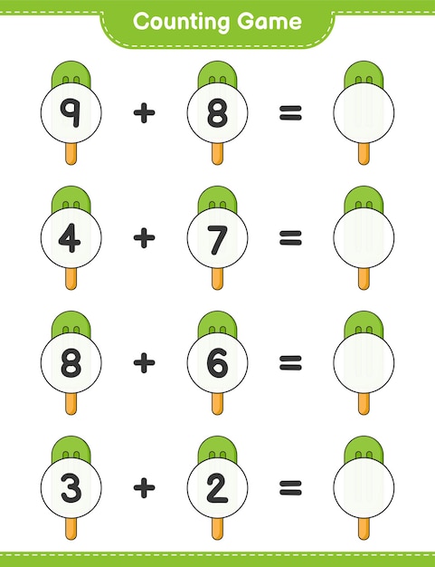 Counting game count the number of Ice Cream and write the result Educational children game