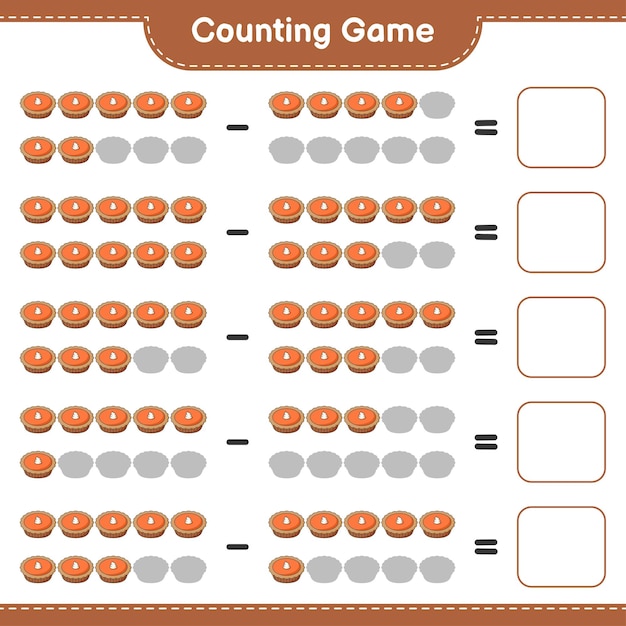 Counting game, count the number of Pie and write the result. Educational children game, printable worksheet 