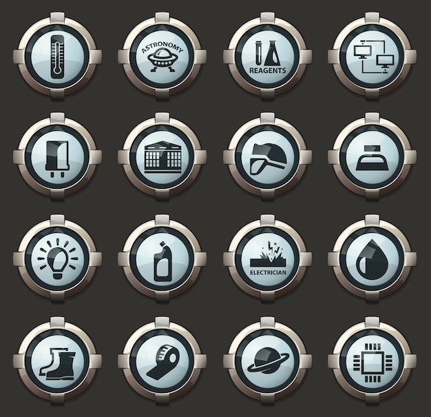 Courses school vector stylish round buttons for mobile applications and web