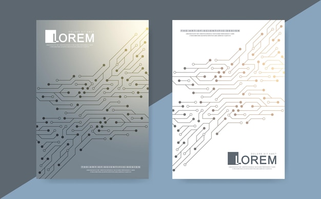 cover header design with electronic texture for brochure header flyer leaflets