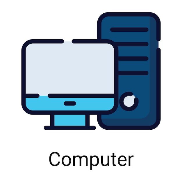 cpu computer color line icon isolated on white background
