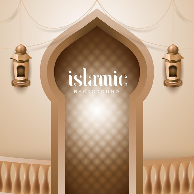 cream and brown color islamic vector background illustration