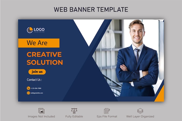 Creative business web banner presentation and landing cover page