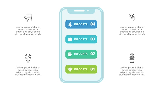 Creative concept for infographic with 4 steps options parts or processes Business data visualization