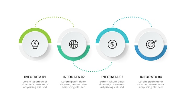 Creative concept for infographic with 4 steps options parts or processes Business data visualization