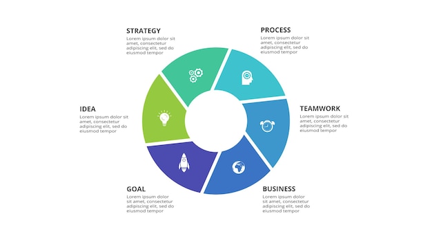 Creative concept for infographic with 6 steps options parts or processes Business data visualization