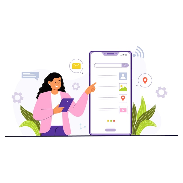 Creative Mobile Search Concept Illustration for Technology Projects