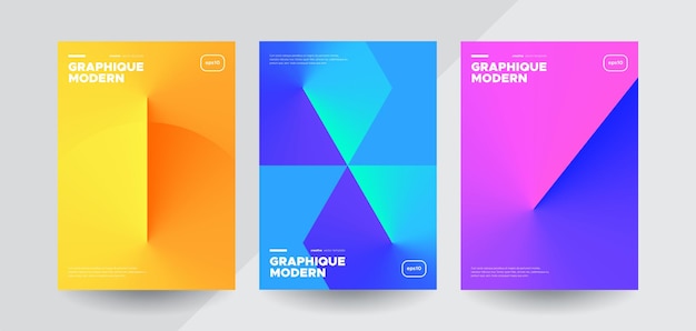Creative posters set with Gradient shapes composition Vector illustration