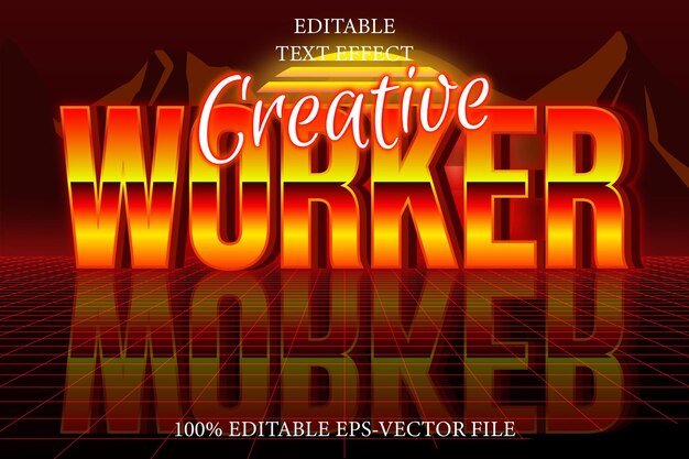 Creative Worker Editable Text Effect 3D Retro 80s Style