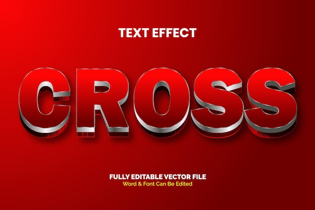 Cross 3d text vector Text effect style