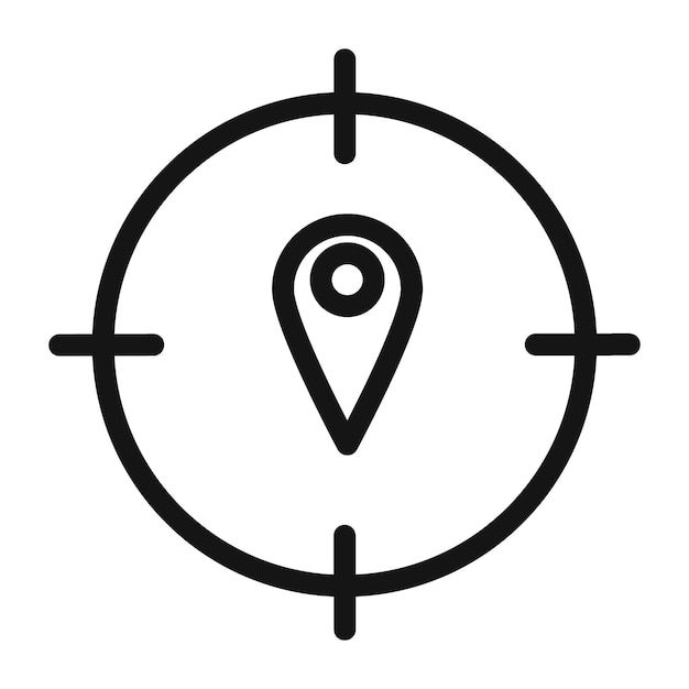 Crosshair location pin icon mark in filled style