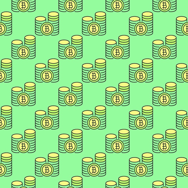 Crypto Coins vector Bitcoin Cryptocurrency colored seamless pattern