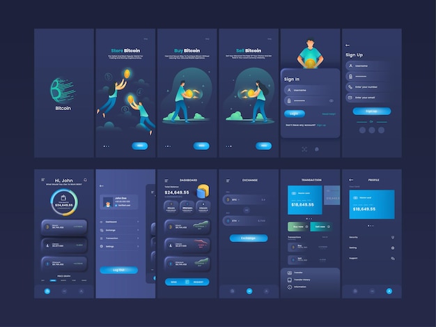 Crypto Currency Mobile App UI, UX, GUI Screens Like As Create Account