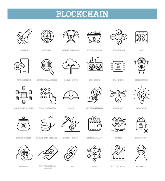 Cryptocurrency Icon Set Blockchain icons