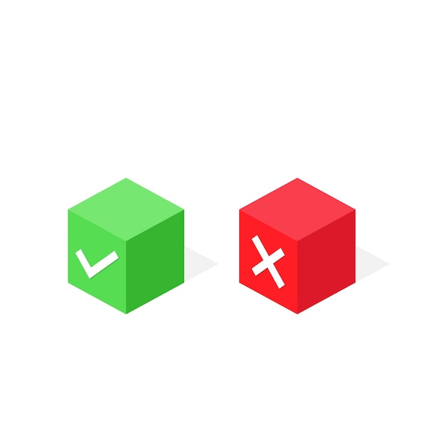 cube check mark icons. vector in isometric design