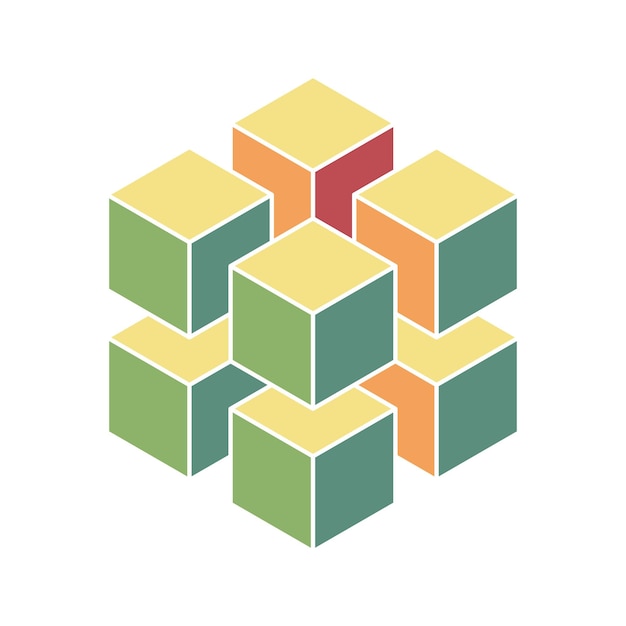 cube logo geometric vector design box logotype company trendy techno emblem in isometric 3d style