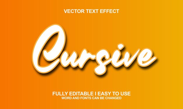 Cursive Editable font vector text effects