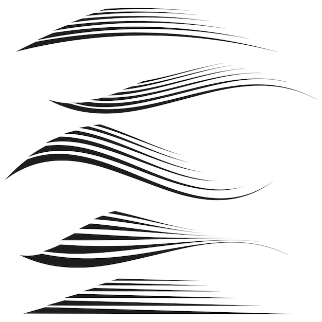 curved speed lines dynamic vector stripes black and white design abstract motion elements