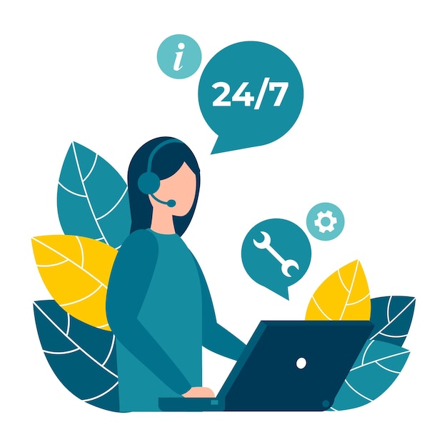 Customer service hotline operators advise customers 24 7 global online technical support center