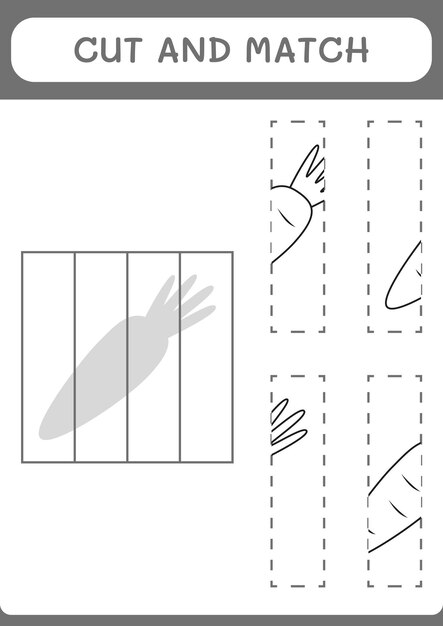 Cut and match parts of Carrot game for children Vector illustration printable worksheet