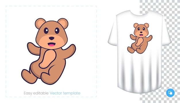Cute bear mascot character. Can be used for stickers, pattern, patches, textiles, paper.