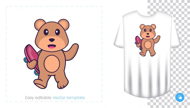 Cute bear mascot character. Can be used for stickers, pattern, patches, textiles, paper.