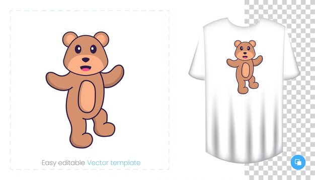 Cute bear mascot character. Can be used for stickers, pattern, patches, textiles, paper.