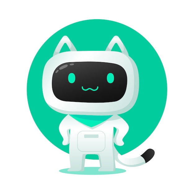 cute cat ai robot assistance character use for illustrations