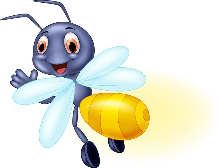 Vektor cute firefly cartoon waving