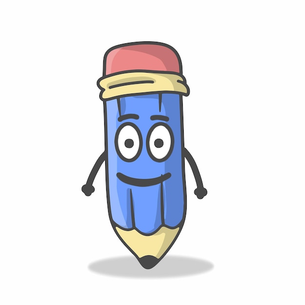 Cute Pencil  Character Flat Cartoon Vector Template Design Illustration