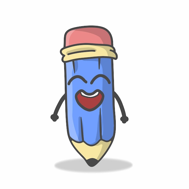 Cute Pencil  Character Flat Cartoon Vector Template Design Illustration